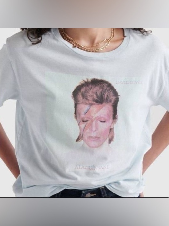 Lucky Brand Tops - Lucky Brand David Bowie Aladdin Sane Blue Album Cover Graphic Music Tee Size XS